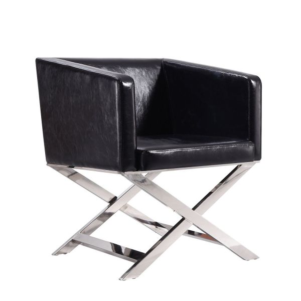 Hollywood Lounge Accent Chair in Black and Polished Chrome