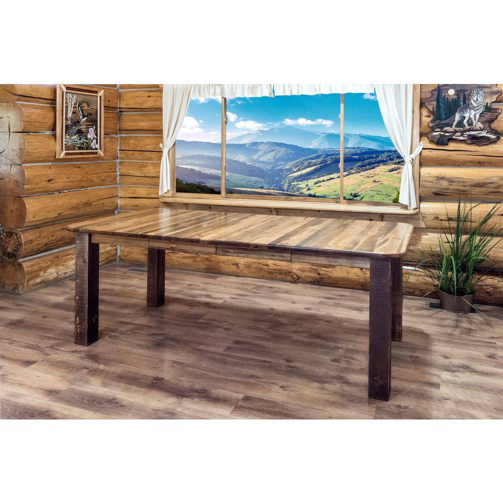 MONTANA WOODWORKS Homestead Collection Early American 4-Post Table with Leaves MWHCDT4PLSL