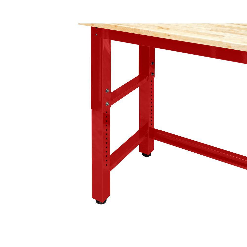 Husky 8 ft. Adjustable Height Solid Wood Top Workbench in Red for Ready to Assemble Steel Garage Storage System G9600R-US1