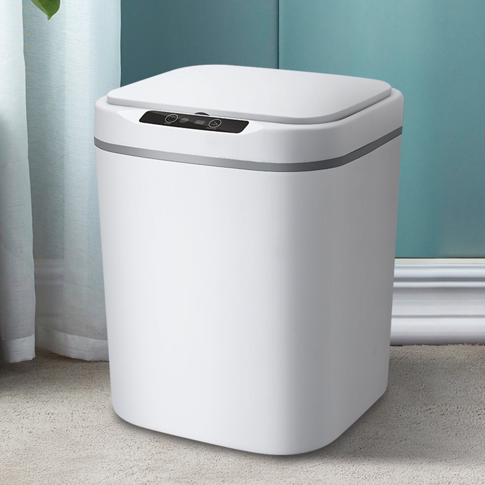 18L Touch-Free Trash Cans Smart Knock Induction Trash Bin Automatic Garbage Can Infrared Motion Sensor With Lid For Car Kitchen Bathroom Office Bedroom