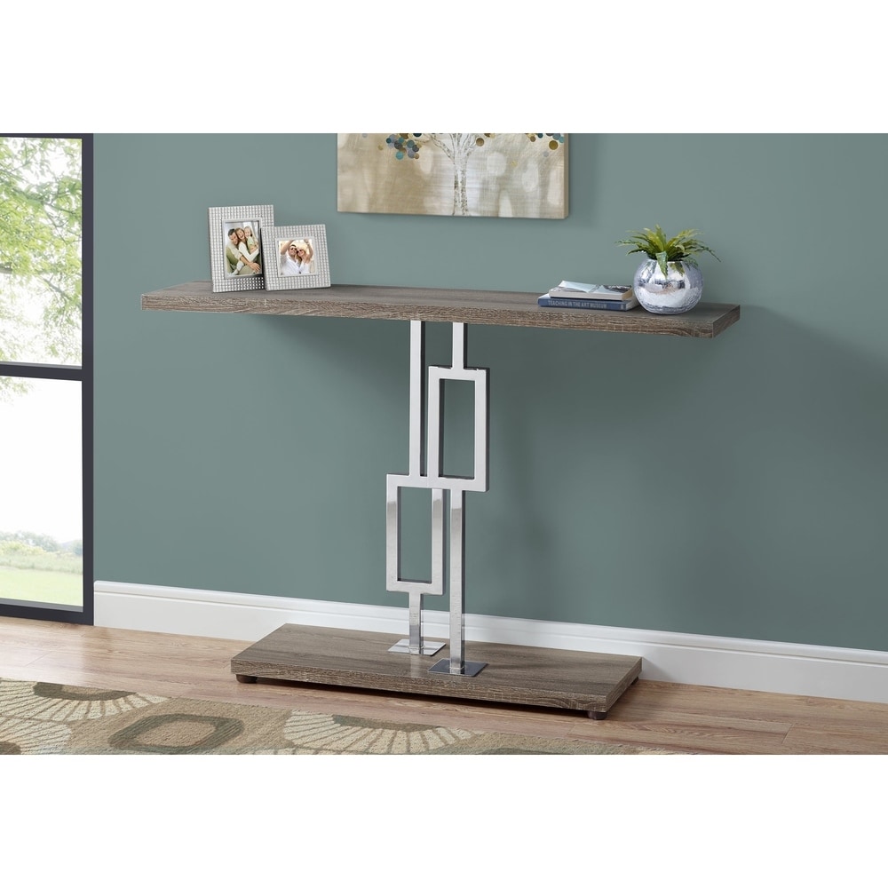 Accent Table  Console  Entryway  Narrow  Sofa  Living Room  Bedroom  Metal  Laminate  Glossy Chrome  Contemporary  Modern