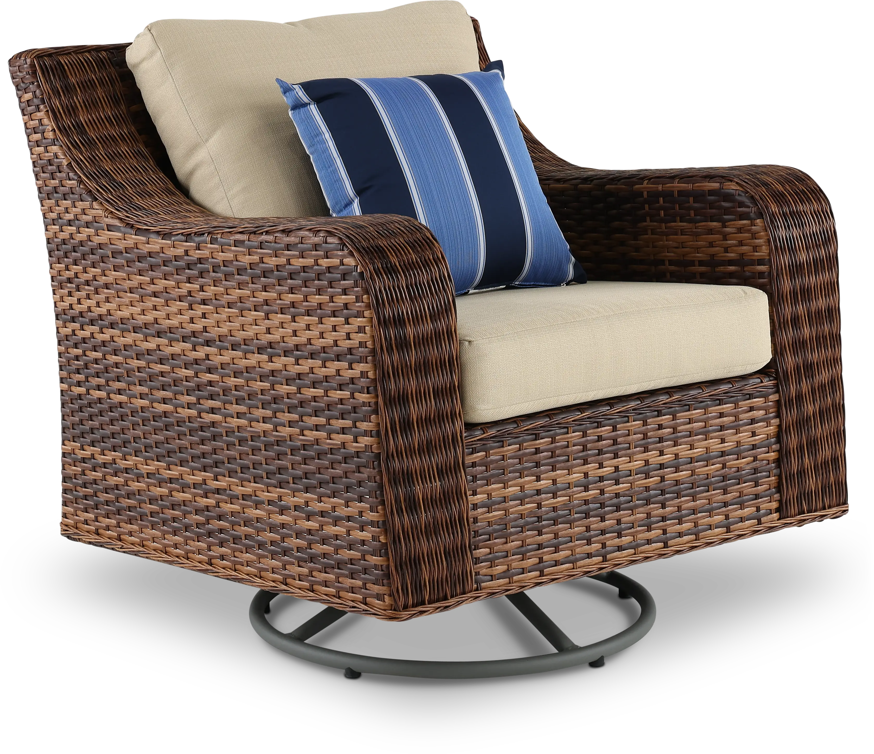 Tortola Swivel Linen Outdoor Patio Wicker Chair