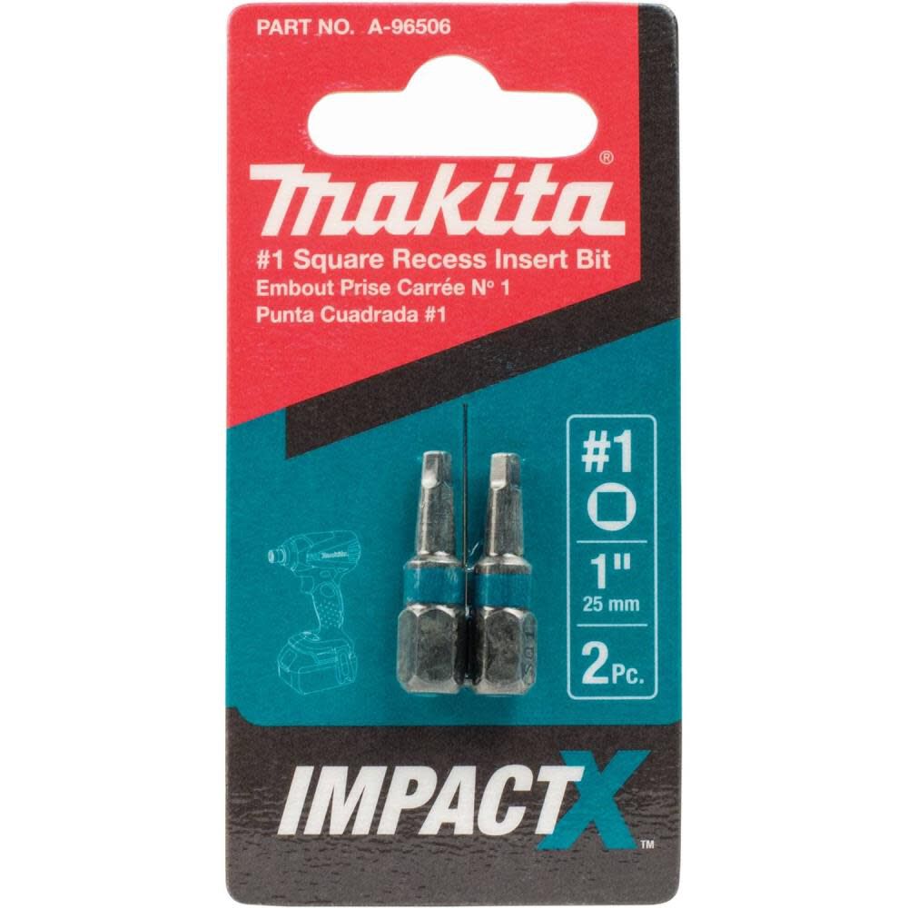 Makita Impact X #1 Square Recess 1 Insert Bit 2/pk A-96506 from Makita