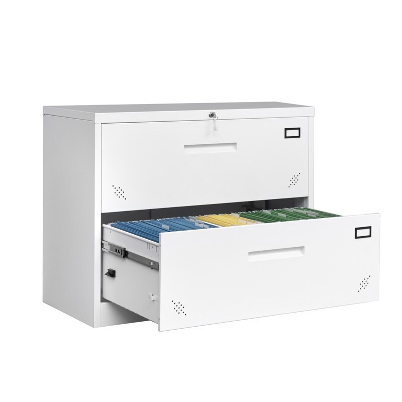 2 Drawer Lateral Filing Cabinet for Legal/Letter A4 Size  Large Deep Drawers Locked By Keys for Home office