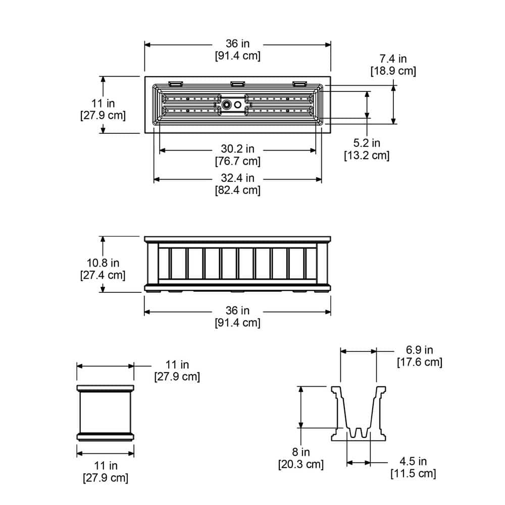 Mayne Cape Cod 36 in. x 11 in. Self-Watering White Polyethylene Window Box 4840-W