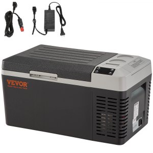 VEVOR Car Refrigerator， 12 Volt Car Refrigerator Fridge， 21 QT/20 L Single Zone Portable Freezer， -4℉-50℉ Adjustable Range， 12/24V DC and 100-240V AC Compressor Cooler for Outdoor， Camping， Travel， RV