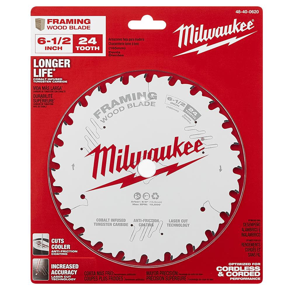 MW 6-1/2 in. 24T Framing Circular Saw Blade 48-40-0620 from MW