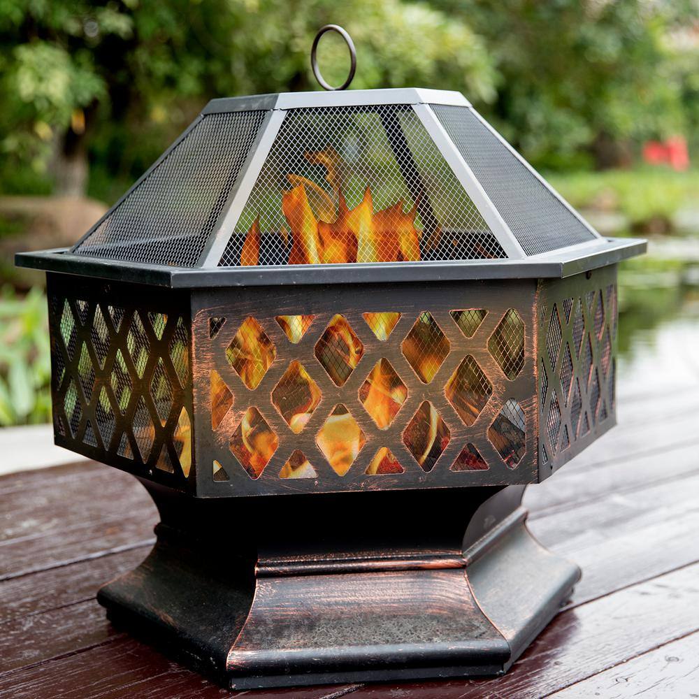 Black Outdoor Iron Fire Pit CX513IF-BK