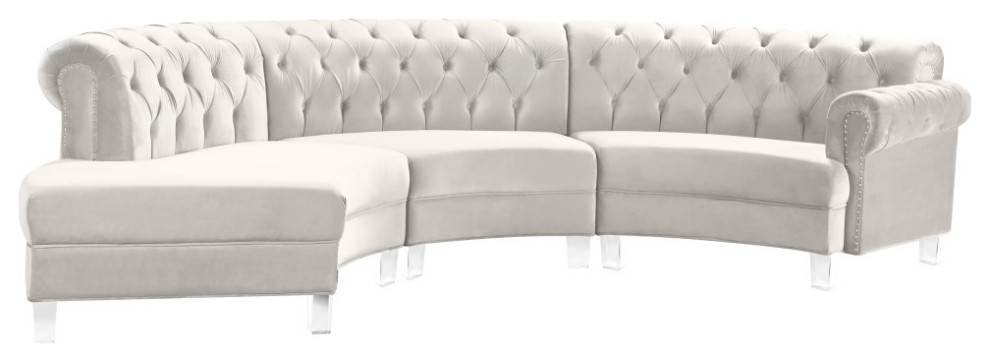 Anabella Velvet Sectional   Contemporary   Sectional Sofas   by Meridian Furniture  Houzz