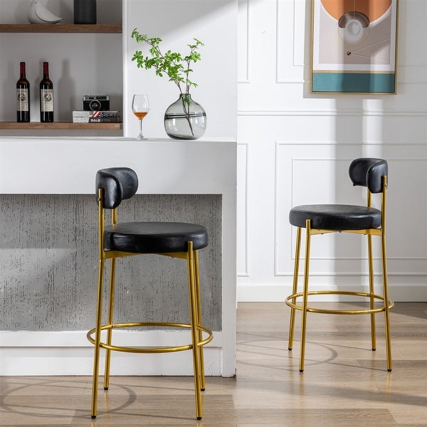 37.8 Inch Modern PU Bar Stool Height Stool Dining Chairs Set of 2