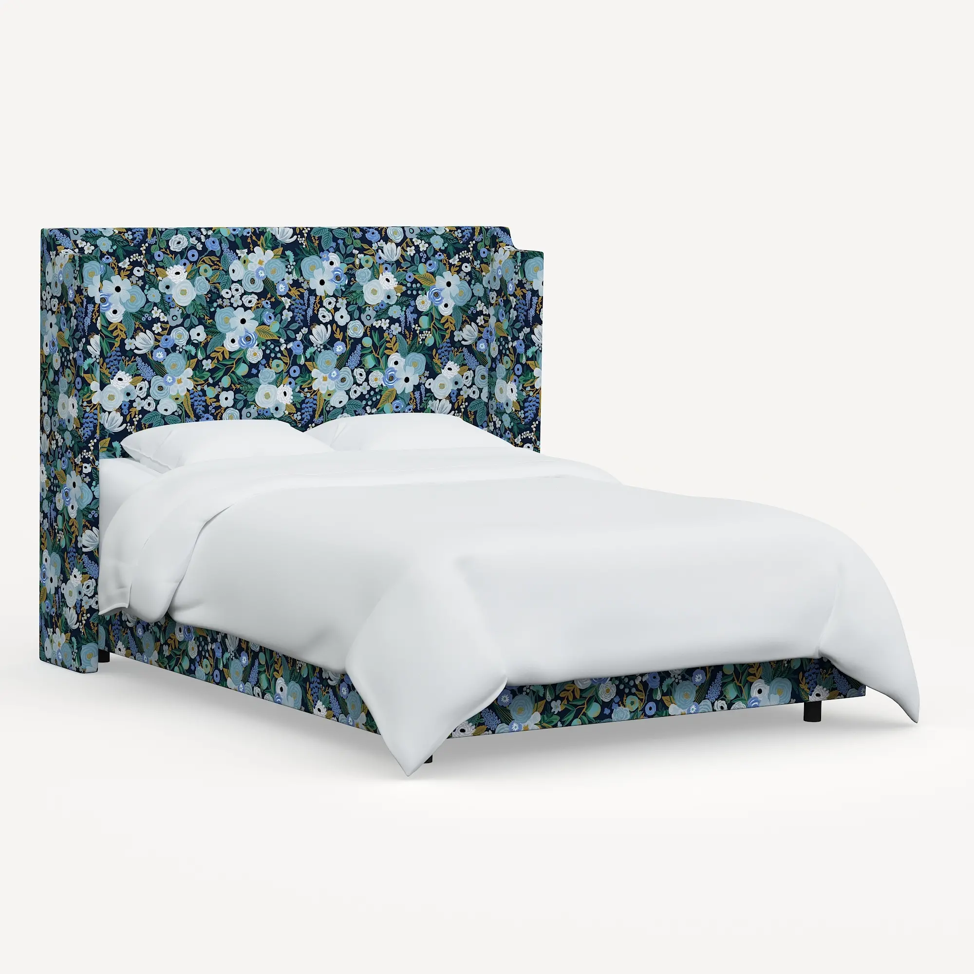 Rifle Paper Co Hawthorne Garden Party Blue Twin Wingback Bed