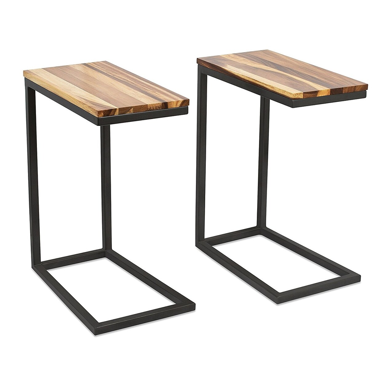 BirdRock Home Acacia Wood TV Tray Side Table (Set of 2)