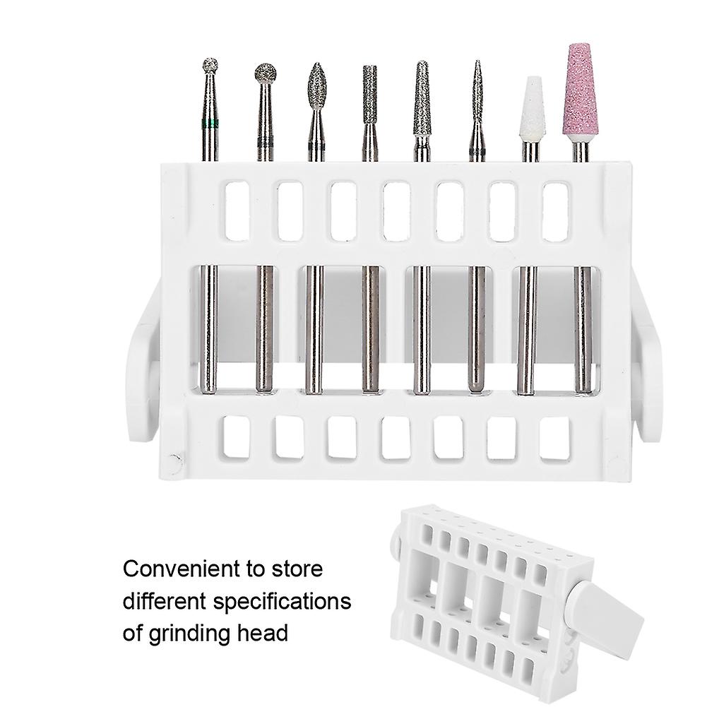 2pcs 16 Holes Nail Drill Bits Display Holders Stand Nail Grinding Head Storage Boxwhite