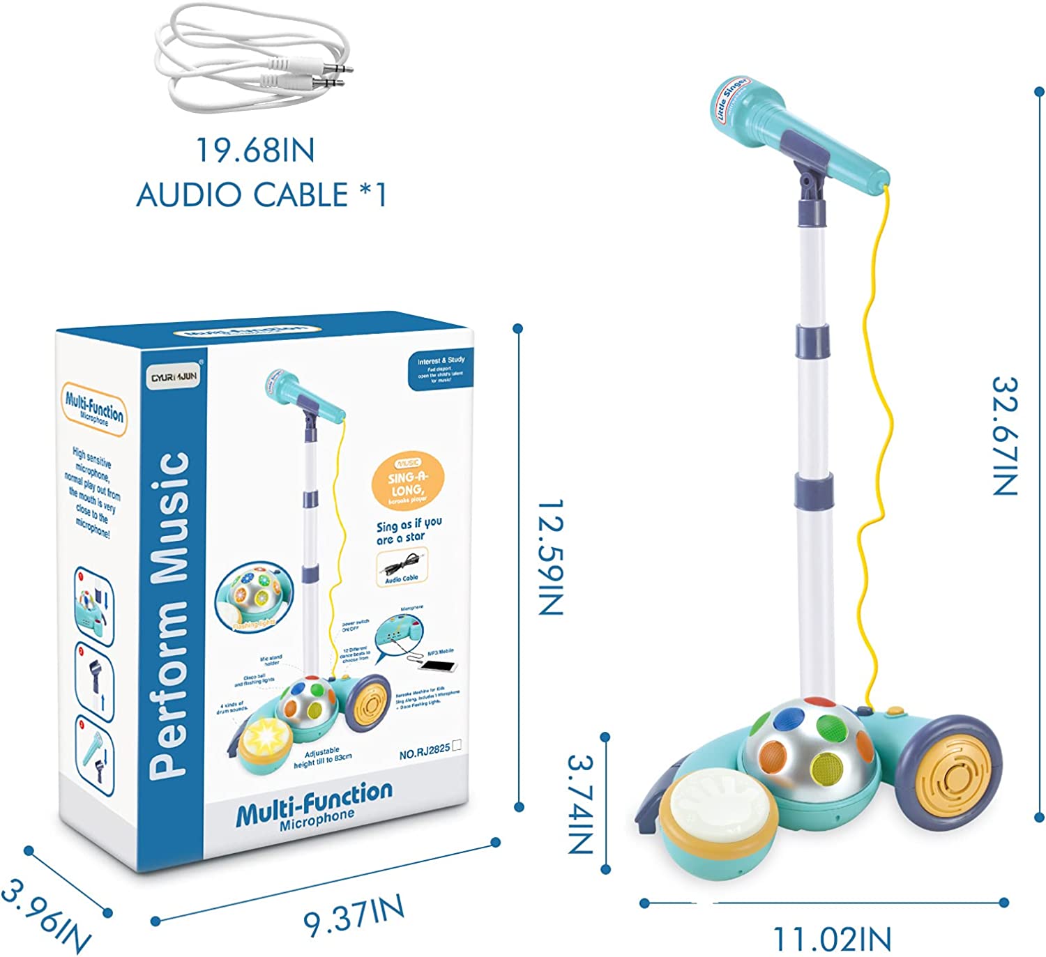 CYURMJUN Kids Karaoke Microphone with Stand， Karaoke Machine Singing Toys for Boys Girls