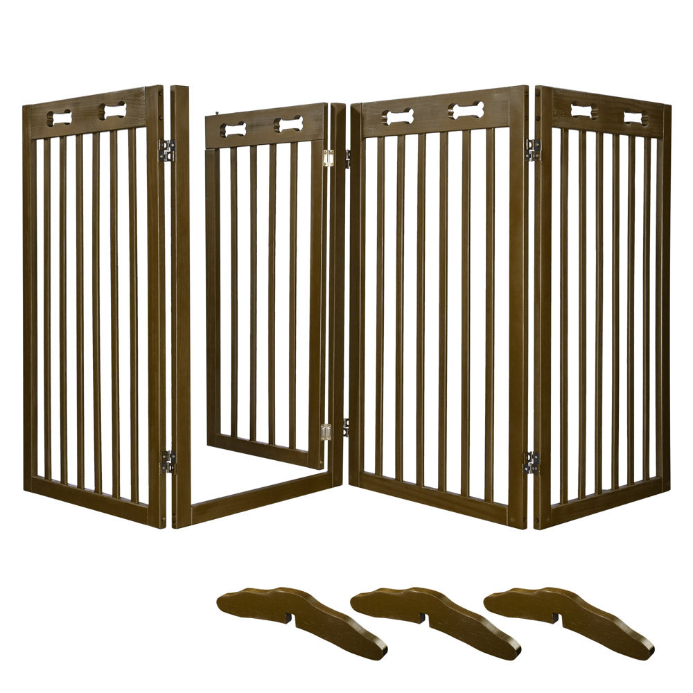 Yescom 4-Panel Folding Wood Pet Gate Grate Baby Barrier 80x36in