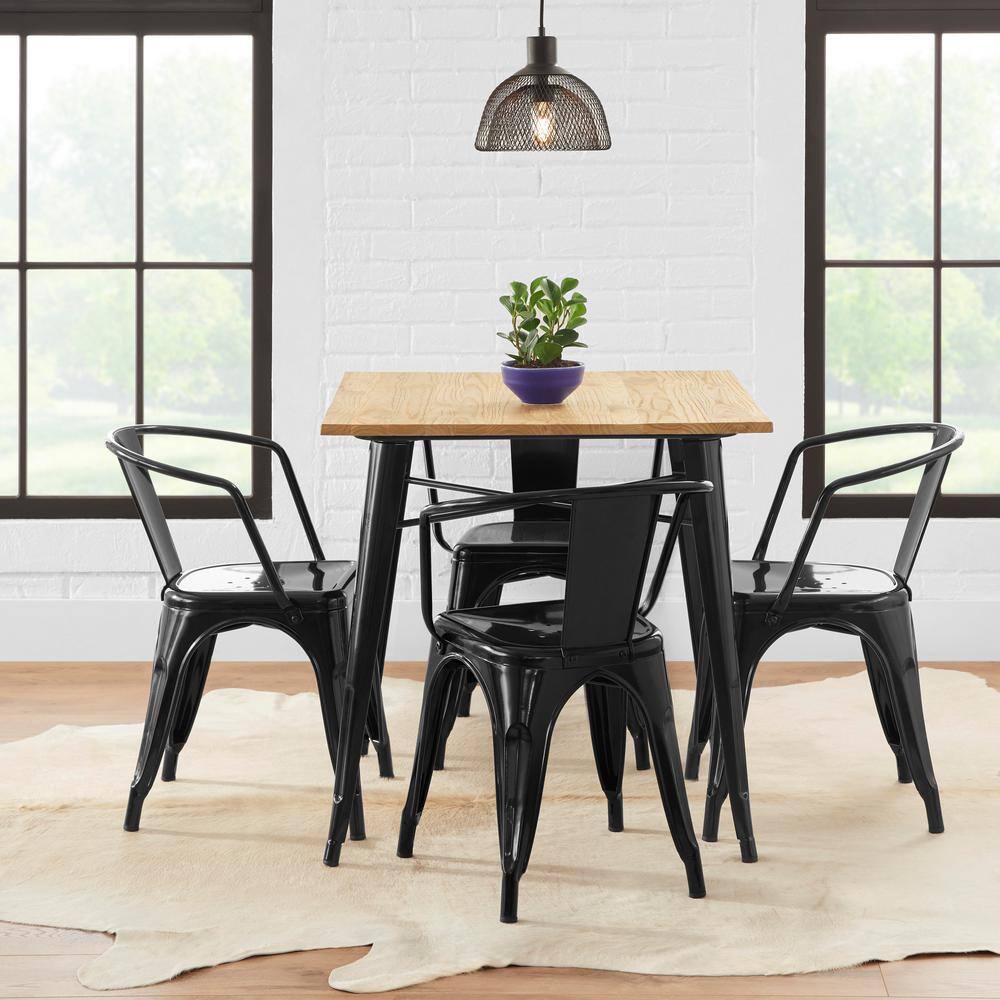 StyleWell Finwick Black Metal Square Dining Table TW801-BLK