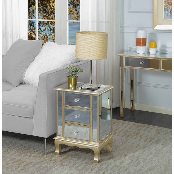 Silver Orchid Talmadge 3-Drawer Mirrored End Table