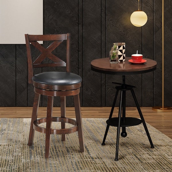 Costway Swivel Stool 24'' Counter Height X-Back Upholstered Dining - 18''x20.5''x39''(WxDxH)