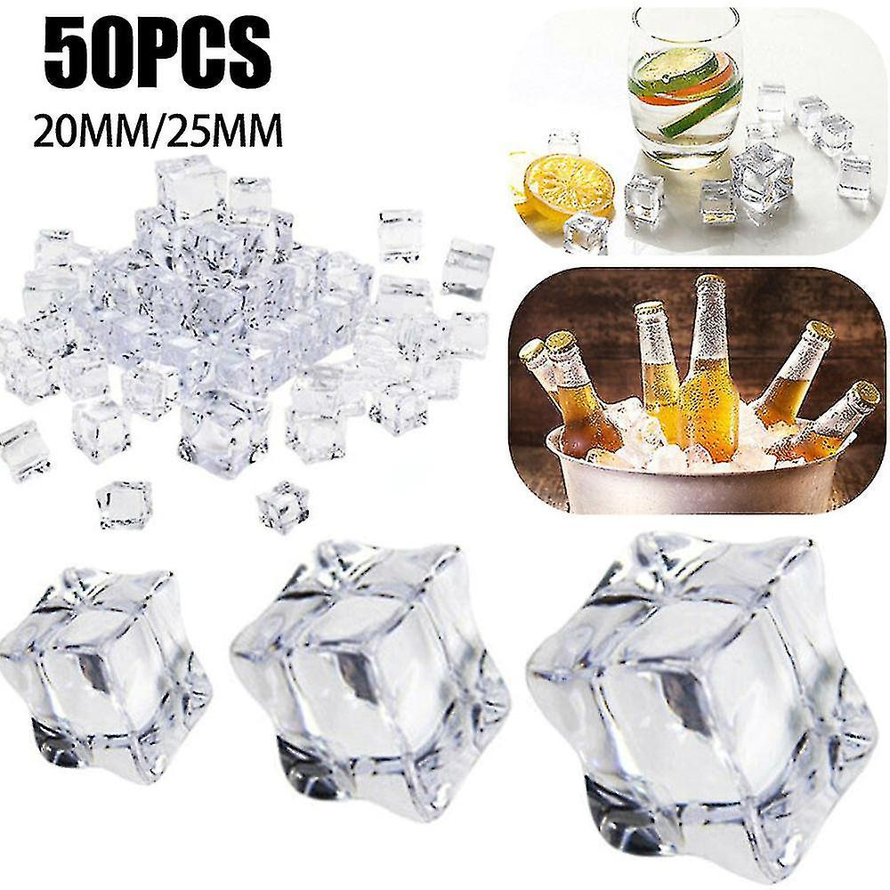 Hmwy-50pcs 20/25mm Clear Fake Crushed Ice Rocks Ice Cubes Vase Fillers Ice Cubes