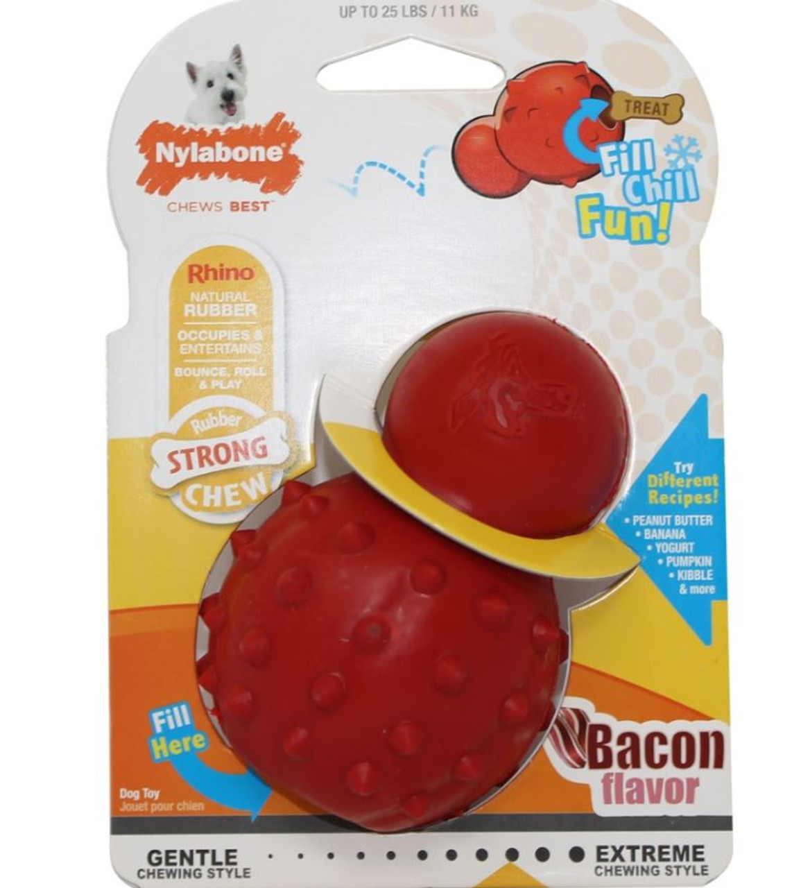 Nylabone Strong Chew Rhino Cone Dog Toy， Bacon Flavor