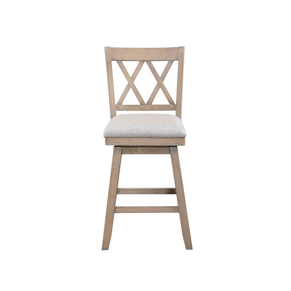 Wooden Linen Swivel Bar Counter Stool