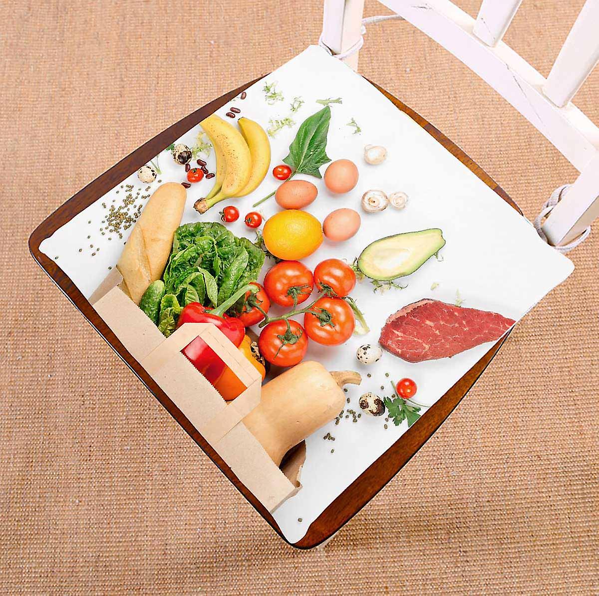 Full Paper Bag Of Different Health Food On A White Chair Pads Chair Mat Seat Cushion Chair Cushion Floor Cushion 50x50 Cm