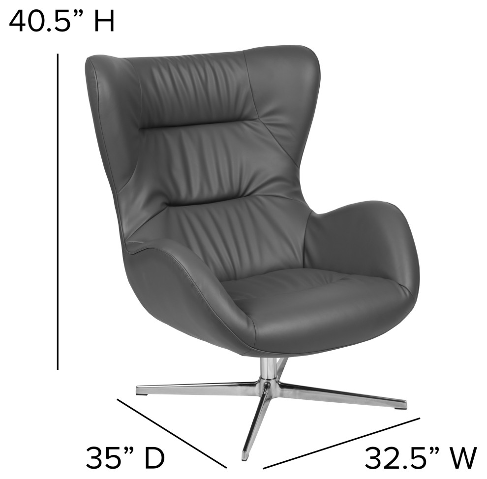 High Back Swivel Wing Accent Lounge Chair oy Base   Contemporary   Armchairs And Accent Chairs   by Merrick Lane  Houzz