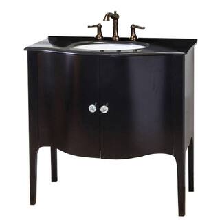 Bellaterra Home Pallazo 36-610 in. W x 36 in. H Vanity in Black with Granite Vanity Top in Black 203037-B