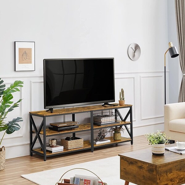 3 Tiers TV Stand for up to 70 Inch TVs， Industrial Media Entertainment Center TV Stand with Storage Shelves for Home