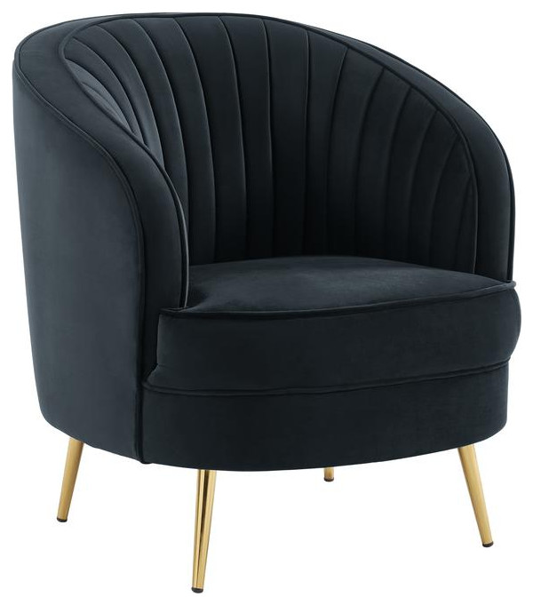 Wallace Modern Velvet Accent Chair In Black   Midcentury   Armchairs And Accent Chairs   by BisonOffice  Houzz