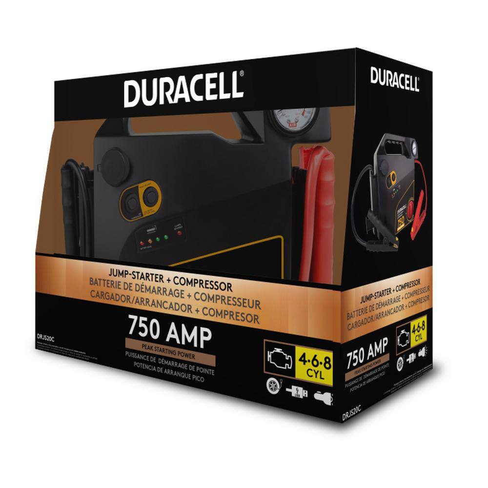 Duracell 750 Amp Peak Emergency Jump Starter with Compressor DRJS20C