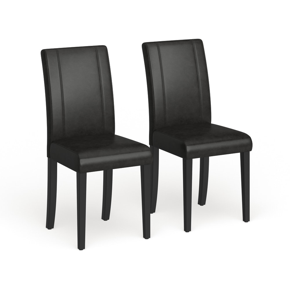 Roundhill Furniture Urban Style Solid Wood Leatherette Small Padded Parson Chairs (Set of 2)