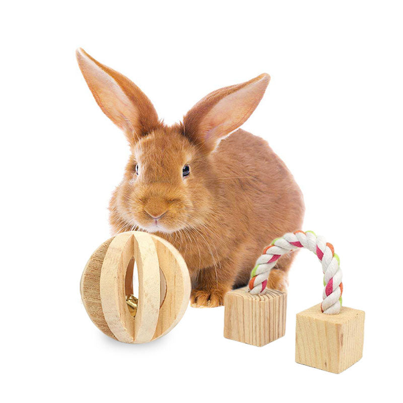 JETTINGBUY 1PC Cute Wooden Roller Chew Toys for Guinea Pigs Rat Small Pet Molars Supplies