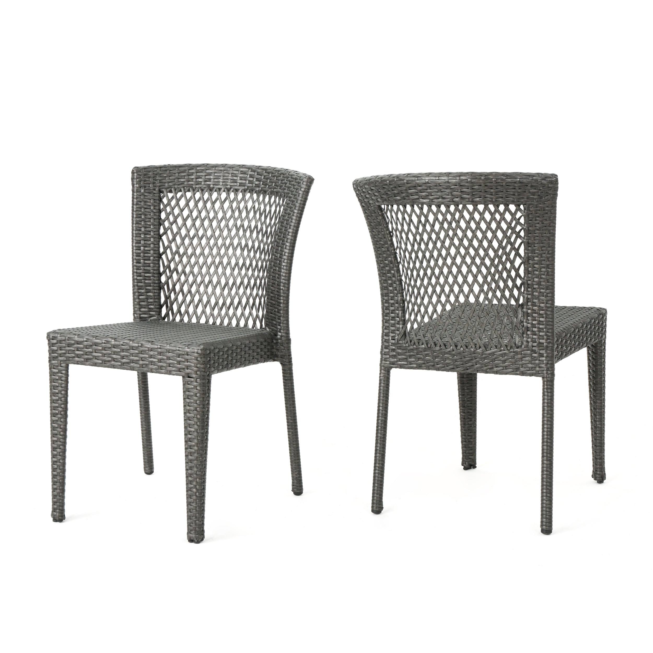 Bonnie Outdoor Gray Wicker Stackable Dining Chairs