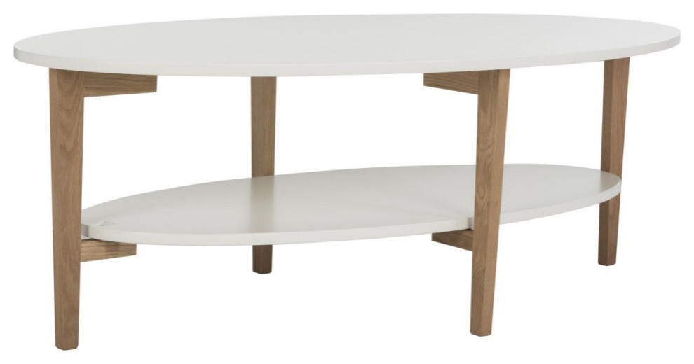 Cara Oval Coffee Table White   Transitional   Coffee Tables   by AED Luxury Home Decor  Houzz