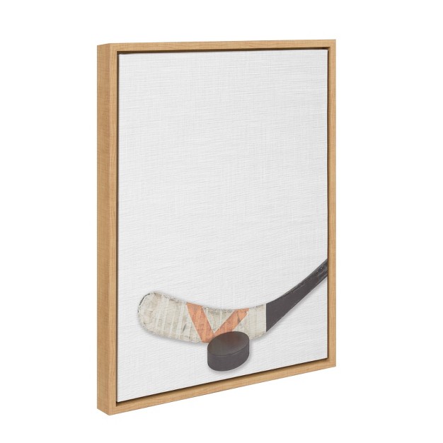 X 24 quot Sylvie Hockey Stick And Puck Framed Canvas Natural Designovation