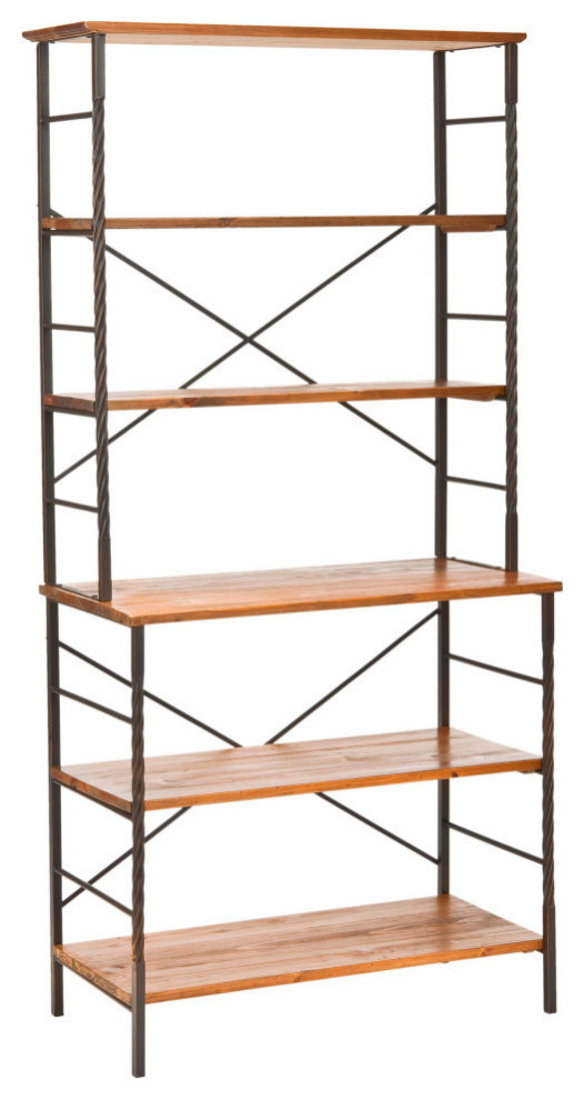 Toni 6 Tier Etagere/Bookcase  Antique Pewter/Brown PIne   Industrial   Bookcases   by Rustic Home Furniture Deco  Houzz