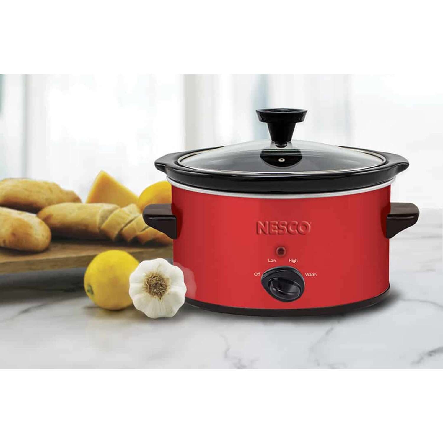 Nesco 1.5 qt Red Ceramic Slow Cooker