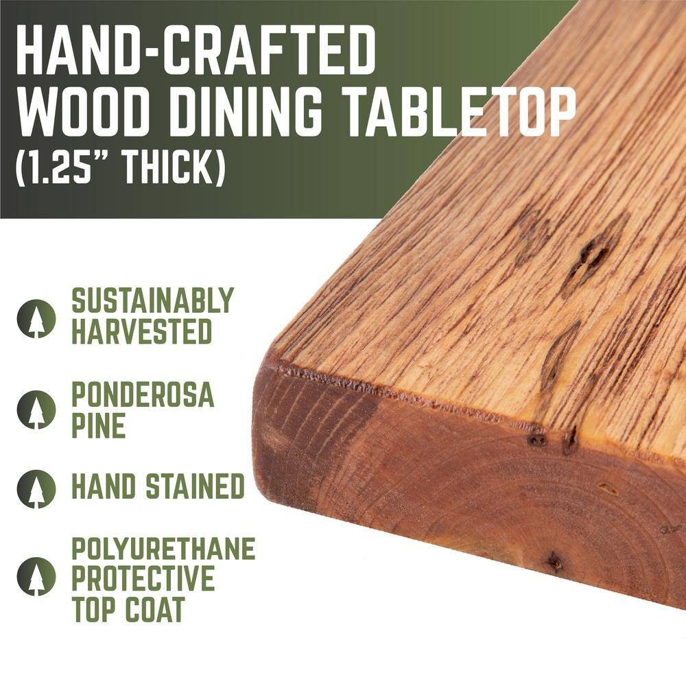 PIPE DECOR 60 in. x 36 in. x 1.25 in. Sunset Cedar Stain Restore Dining Table Wood Top OLD PDKT04