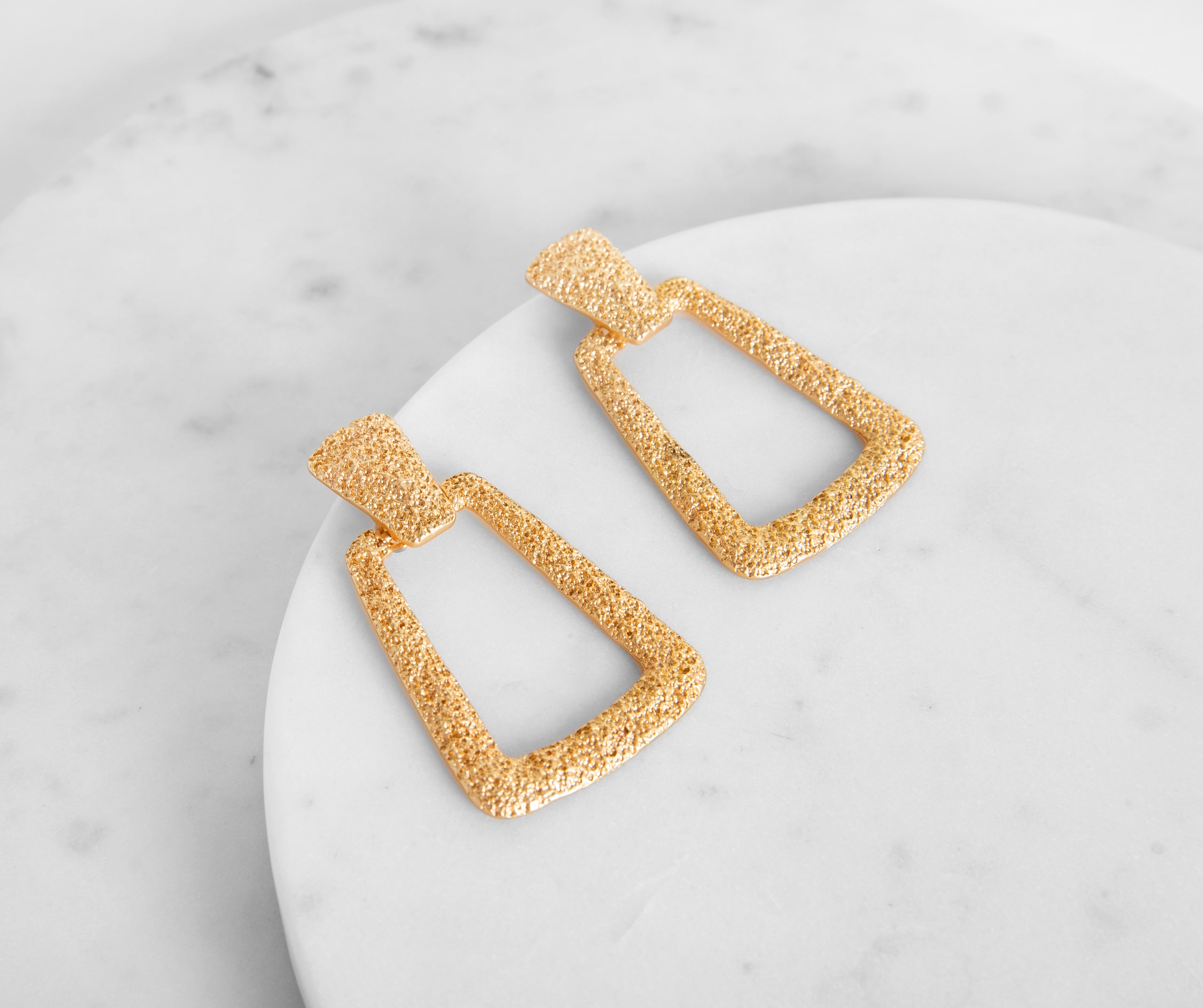 Trendy Textured Door Knocker Earrings