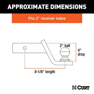 CURT 7500 lbs. 4 in. Drop Fusion Trailer Hitch Ball Mount Draw Bar with 2 in. Ball (2 in. Shank) 45154