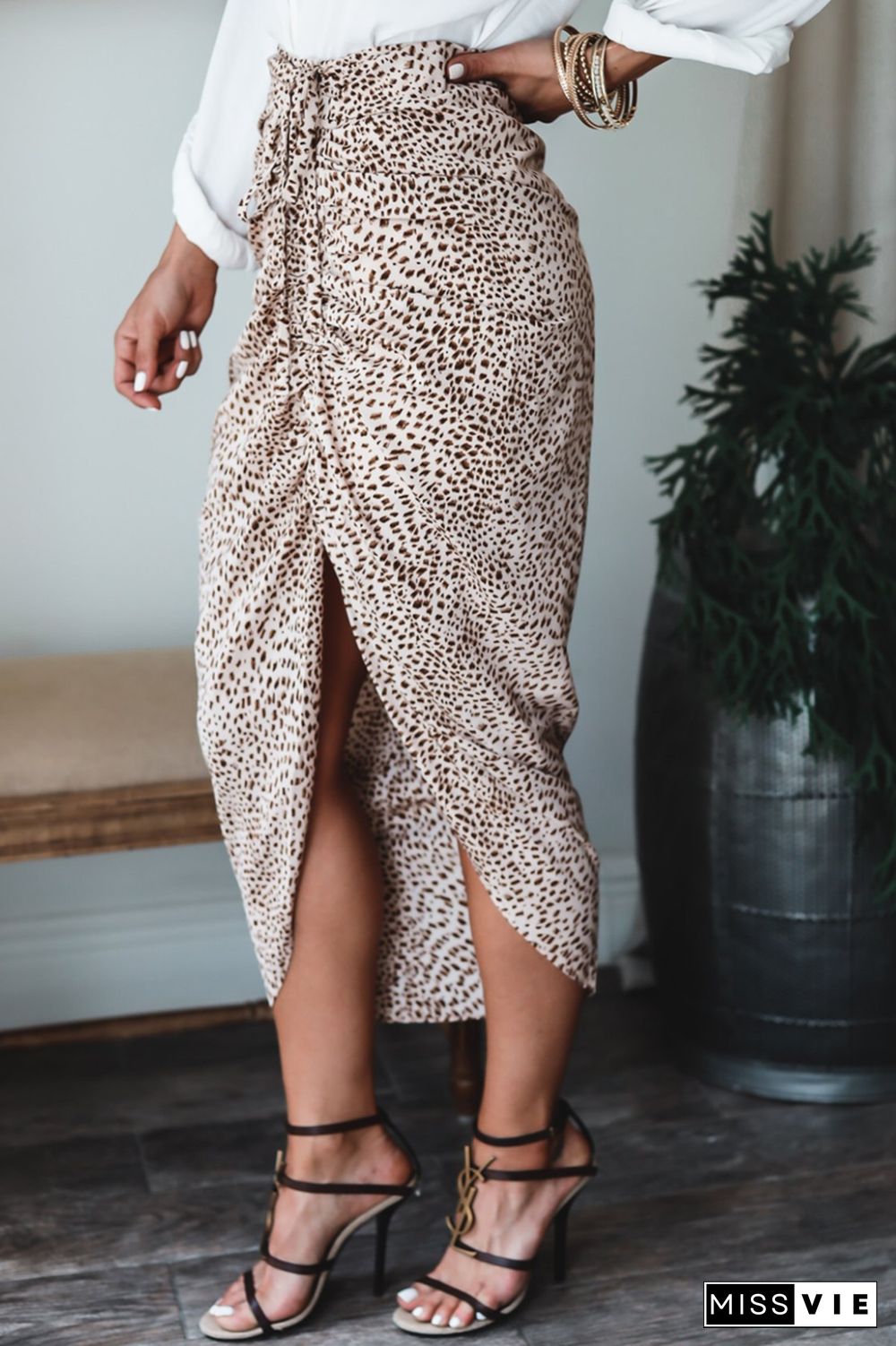 KarliDress Irregular Leopard Print Split Skirt P12595