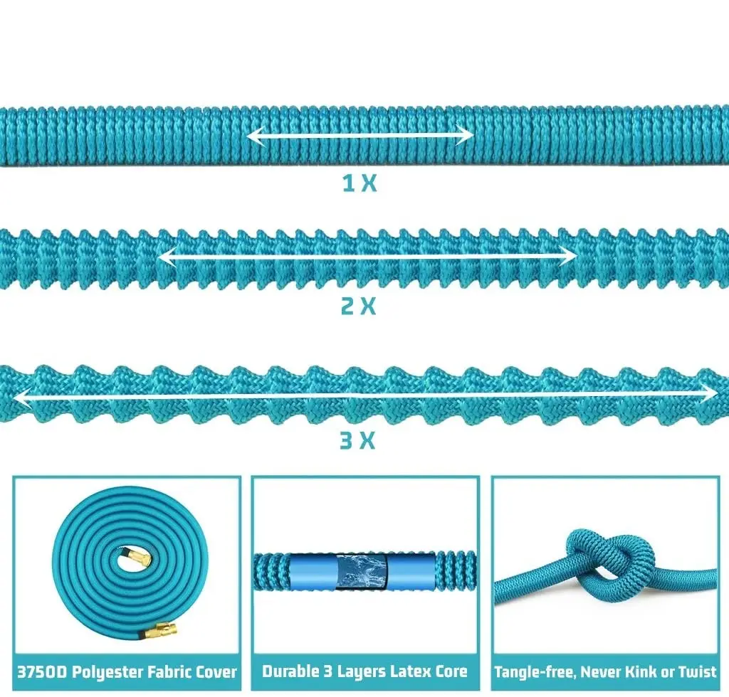 Garden Supplies Expandable Hose with Copper coated Aluminium+On/Off Valve and 10 function Water Gun Low Budget