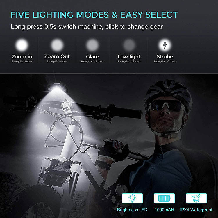 Cycling Accessories Lamp Safety Night Riding Aluminum Waterproof Bike Lights Rechargeable Headlight Bicycle Light