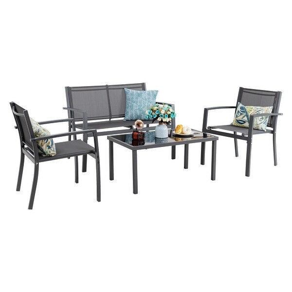 Futzca 4Piece Outdoor Patio Furniture Set，Textilene Bistro Patio Set