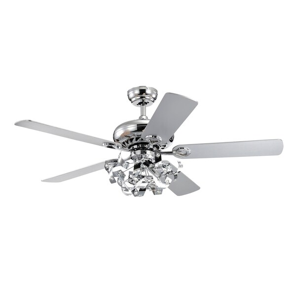 Maree Chrome 52-Inch 5-Blade Lighted Ceiling Fan (Includes Remote) Shopping - The Best Deals on Ceiling Fans | 35259970