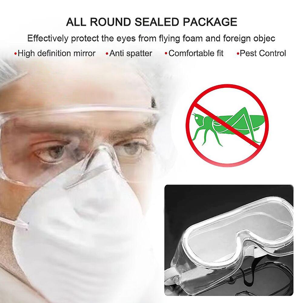 Multi-function Closed Safety Protective Glasses Goggles Saliva Splashing And Anti-fog Antisand Windproof Dust Resistant Transparent Outdoor Sport Tran