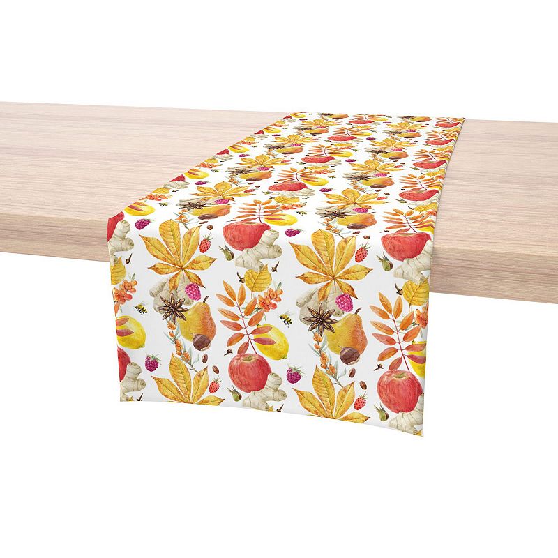 Table Runner， 100% Cotton， 16x90， Fall Time Fruits and Leaves