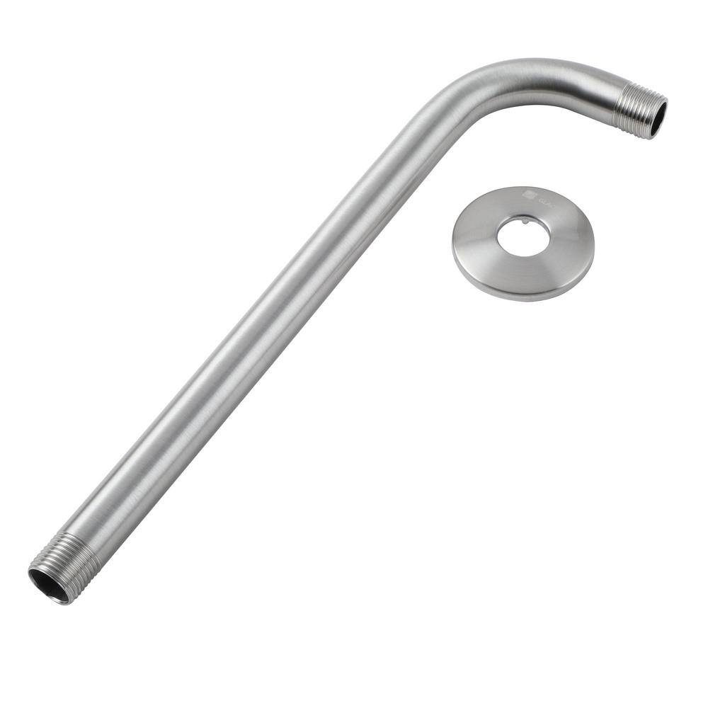 Glacier Bay 12 in. Raincan Shower Arm and Flange in Brushed Nickel 3075-508