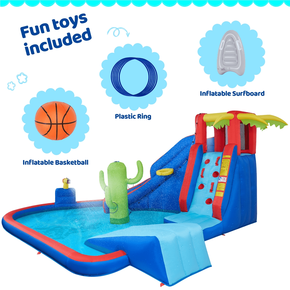 SmileMart 15.2′ L x 13.4′ W x 7.5′ H Inflatable Water Slide with Storage Bag & 520 W ETL-Certified Blower for Kids